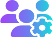 Icon of 3 people and a cogwheel